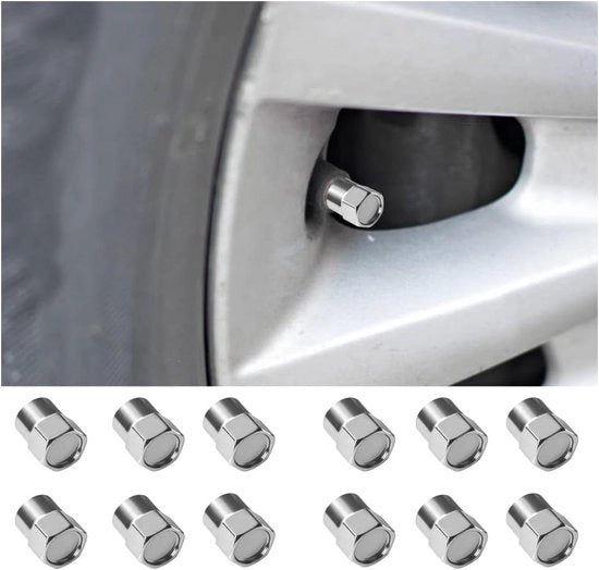 Fendine di alluminio - 12 pezzi con sigillatura a sei lati - cappucci per auto, motocicletta, bicicletta, camion - argento.