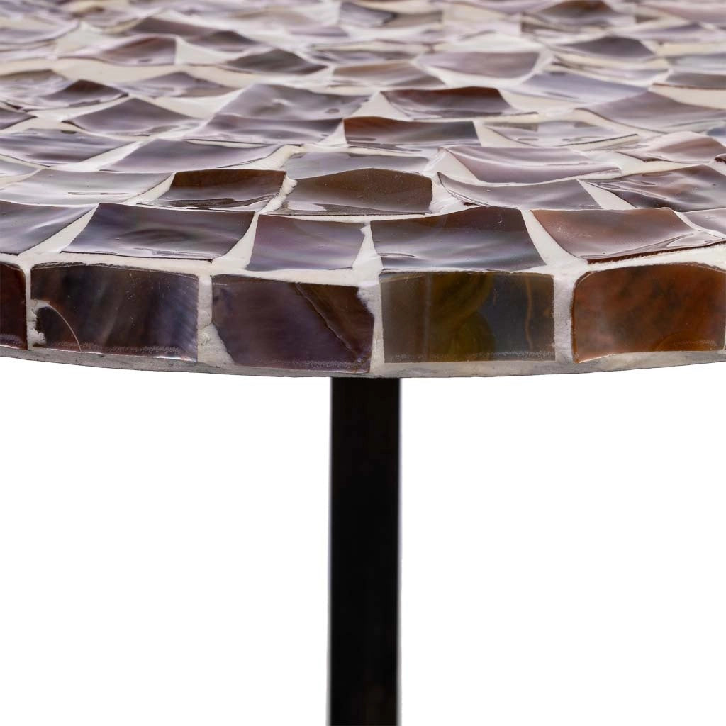 Tavolino in legno e capiz marrone d40x45h cm