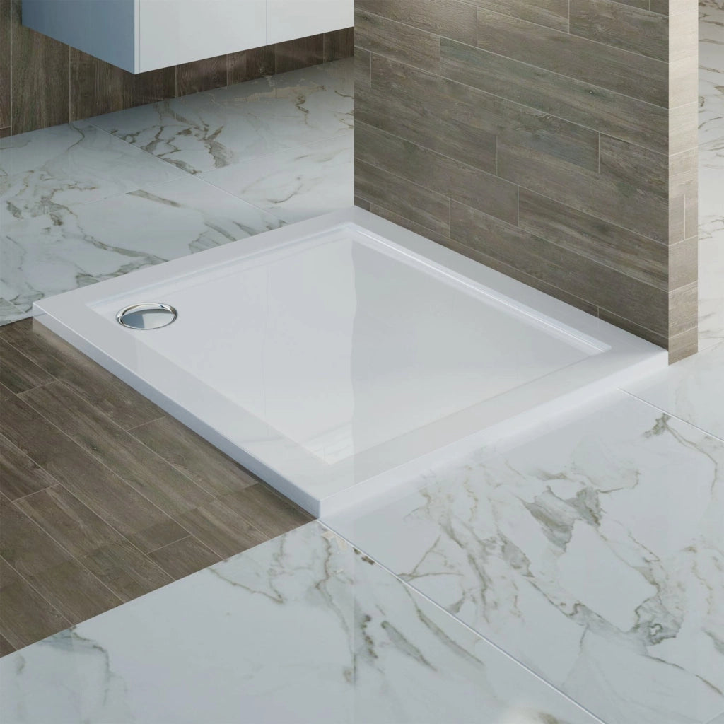 Piatto Doccia Slim 70x70x4 cm Quadrato Acrilico Bordato Bianco Lucido mod. Flower
