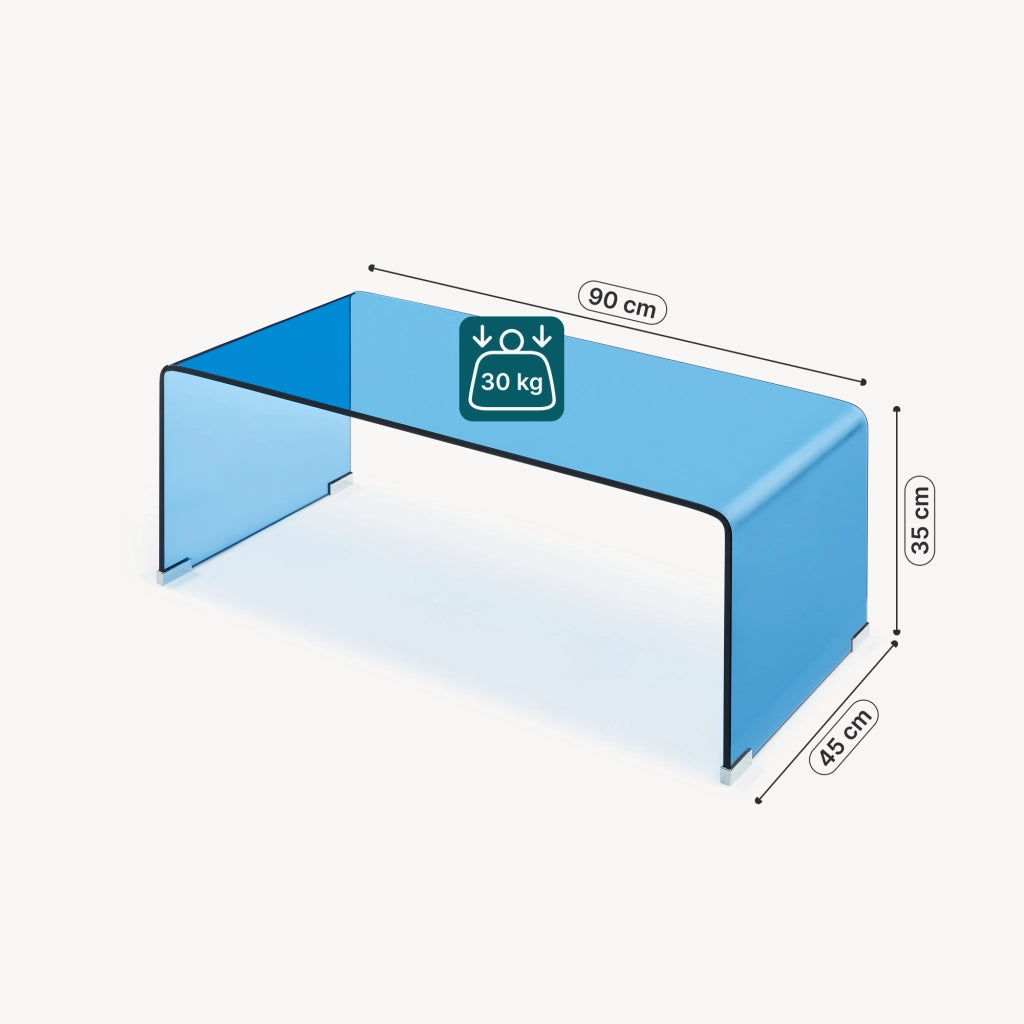 Tavolino da Caffè Väsas in Vetro 90 x 45 x 35 cm - Blu [en.casa]