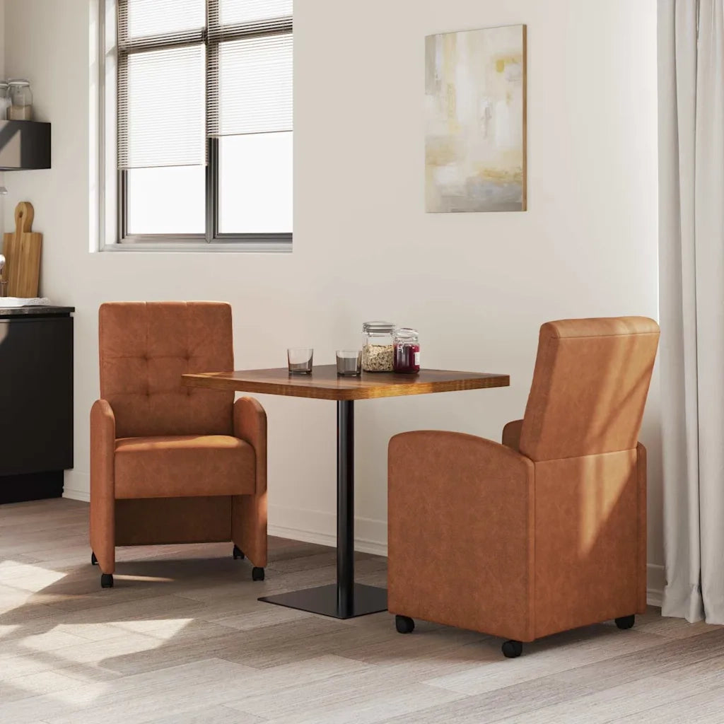 Sedie da Pranzo con Ruote 2 pcs Marrone 58 x 67 x 97 cm