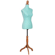 Manichino in legno e gommapiuma con tessuto multicolore 37.5x24x168 cm