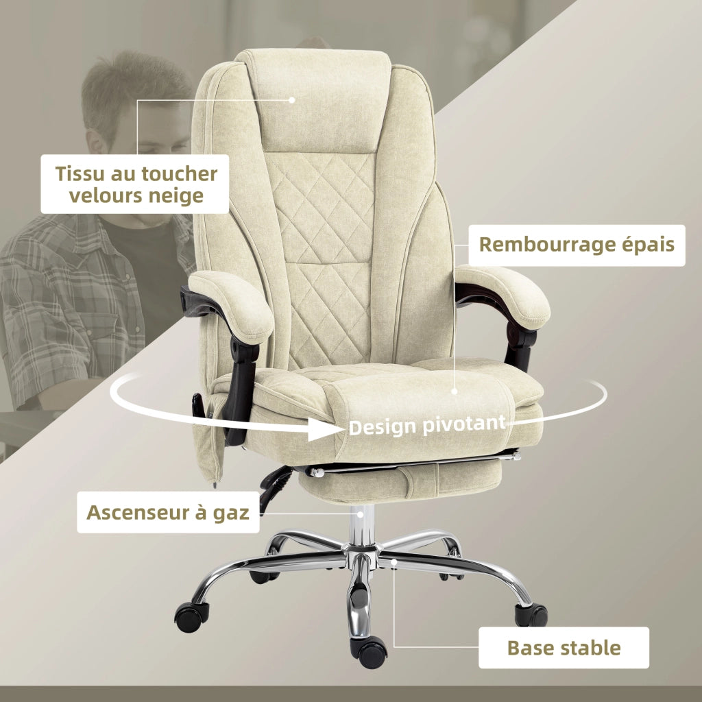 Poltrona massaggiante elettrica per ufficio con schienale reclinabile e poggiapiedi ¨C zephmum ¨C Beige