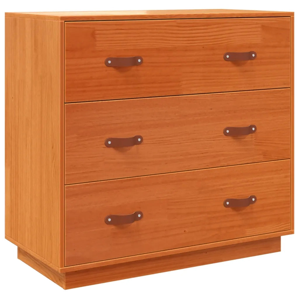 Credenza Marrone Cera 80x40x75 cm in Legno Massello di Pino 844471