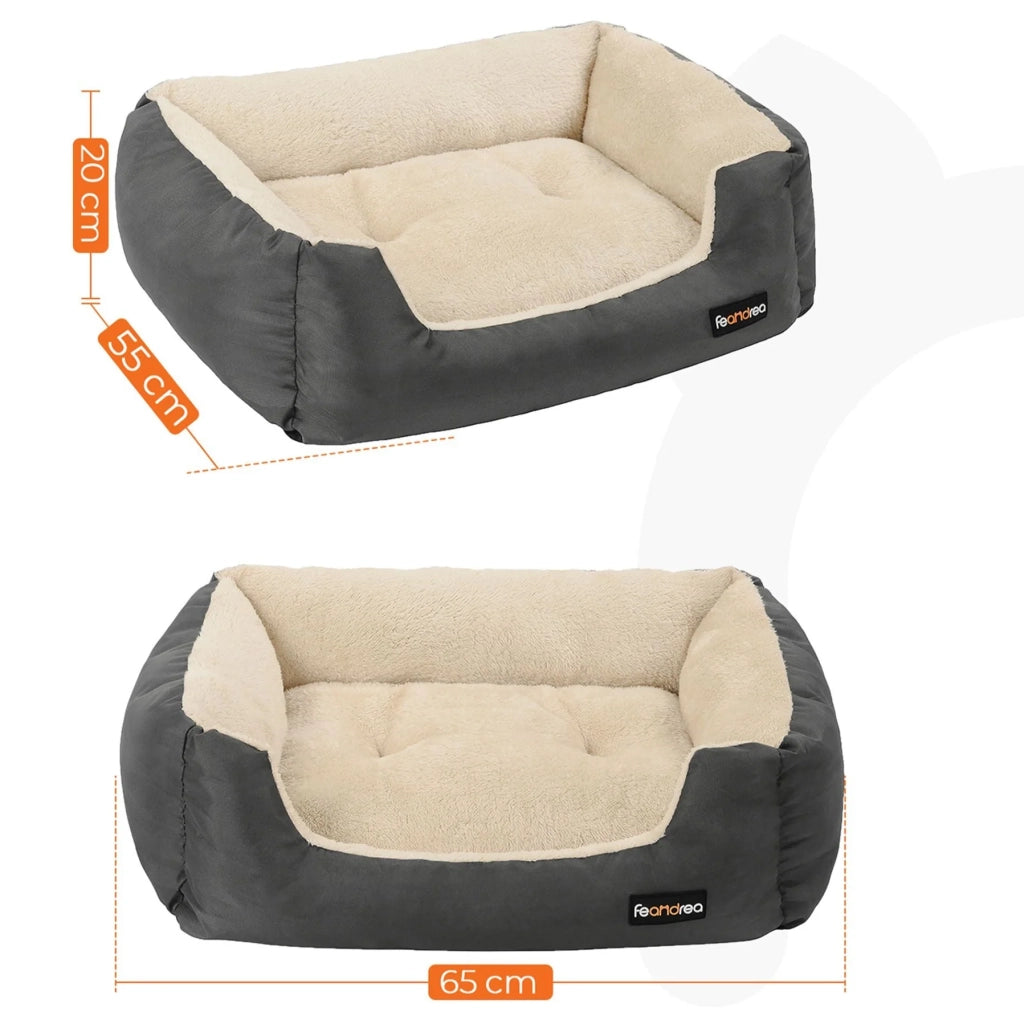 Cuccia per cani con cuscino reversibile 65 x 55 x 20 cm grigio scuro 12_0001205