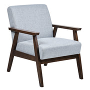 Poltrona grigio poliestere tappezzeria design retrò struttura in legno soggiorno