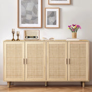 Mobile contenitore a 4 ante in rattan naturale