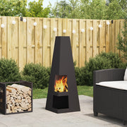 Focolare  con stoccaggio per legna Nero 35x35x100 cm Acciaio