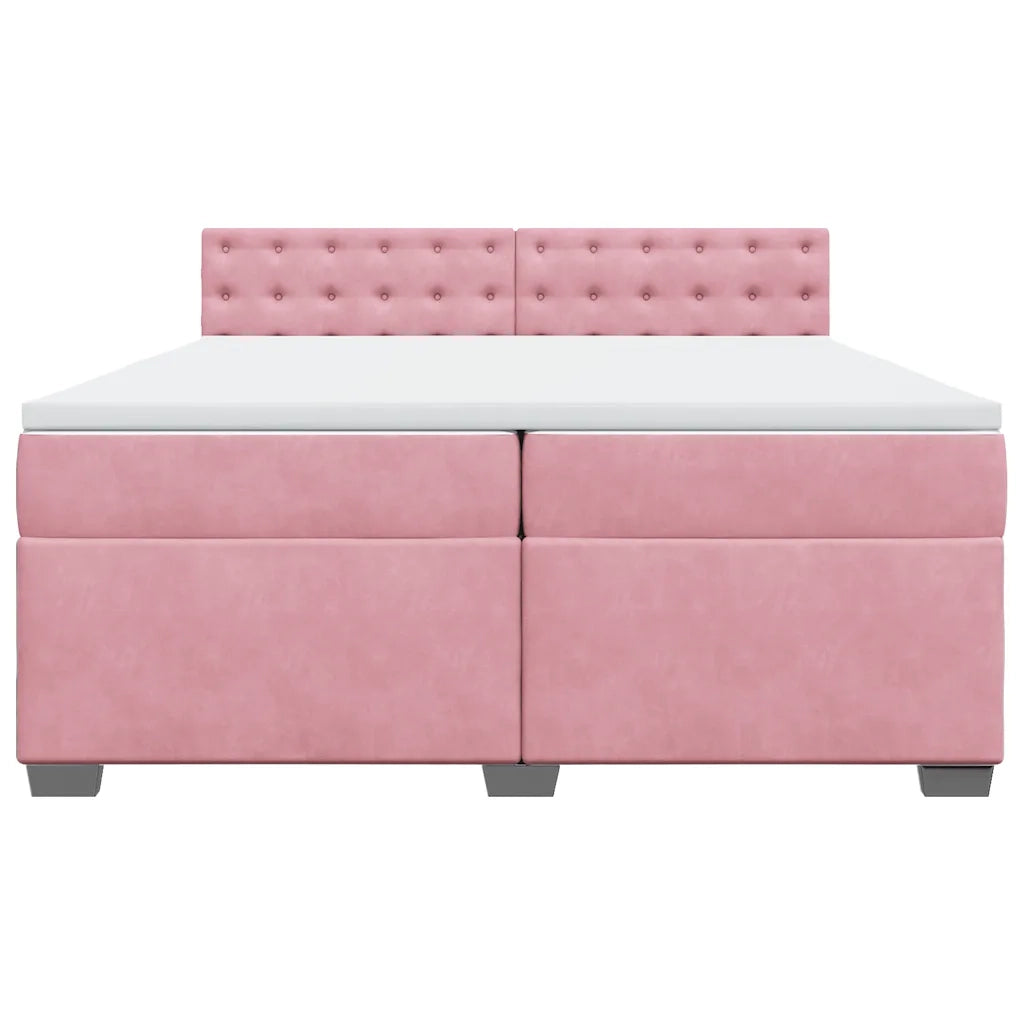 Giroletto a Molle con Materasso Rosa 200x200 cm in Velluto 3288719
