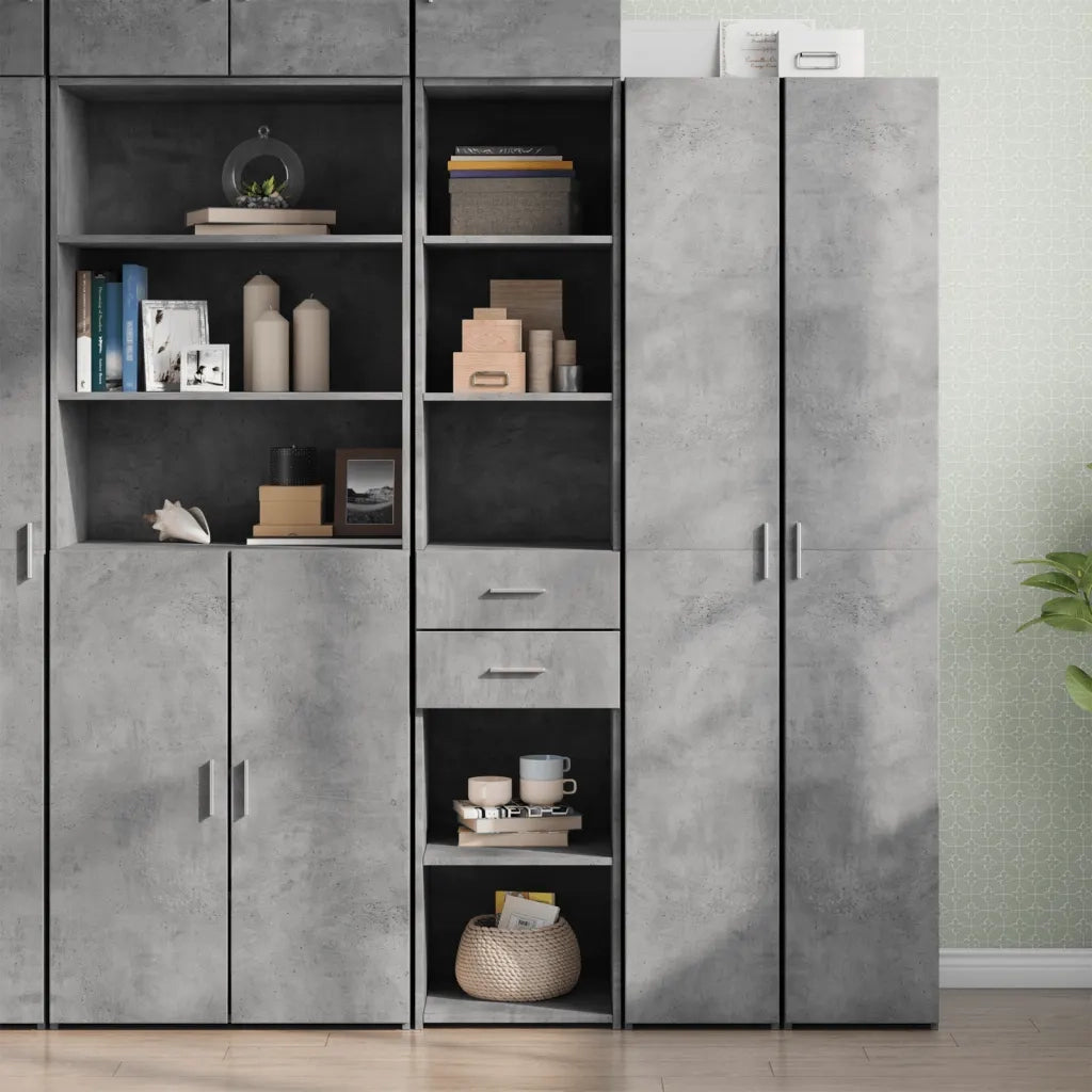 Credenza-Buffet-Armadio da cucina Grigio Cemento 40x42,5x185 cm in Legno Multistrato 202487