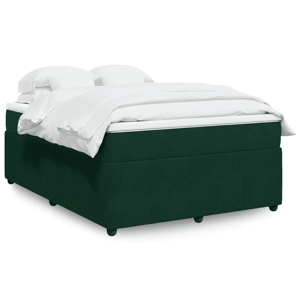 Giroletto a Molle con Materasso Verde Scuro 160x200 cm Velluto