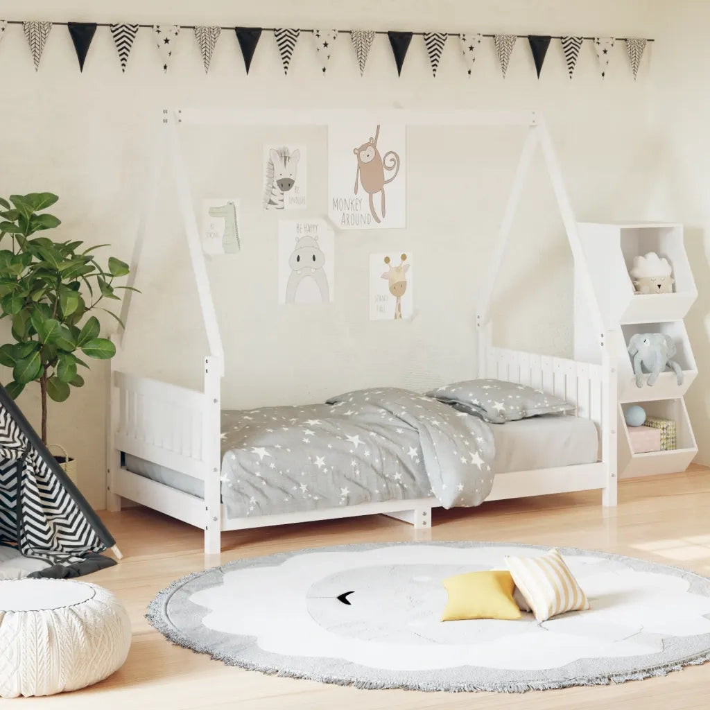 Giroletto per Bambini | Letto Infantile | Lettino Bianco 80x160cm in Legno Massello di Pino