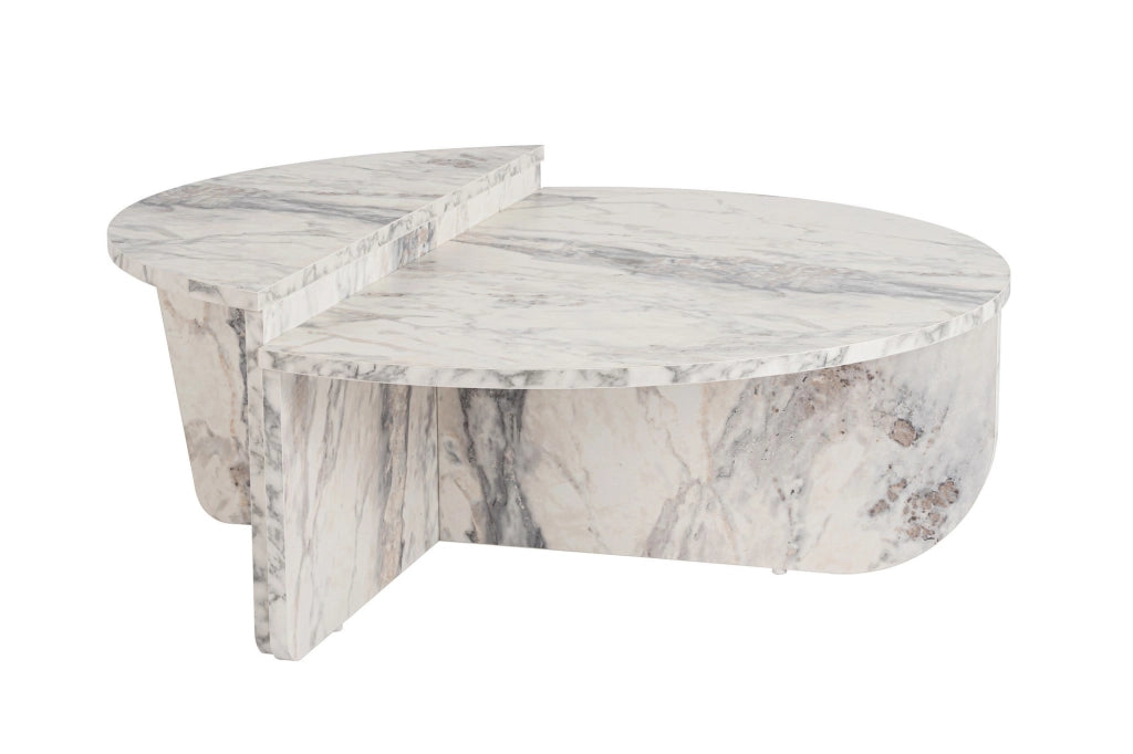 Tavolino in legno "Orion" 90 x 60 x 30 cm - marmo Fresia