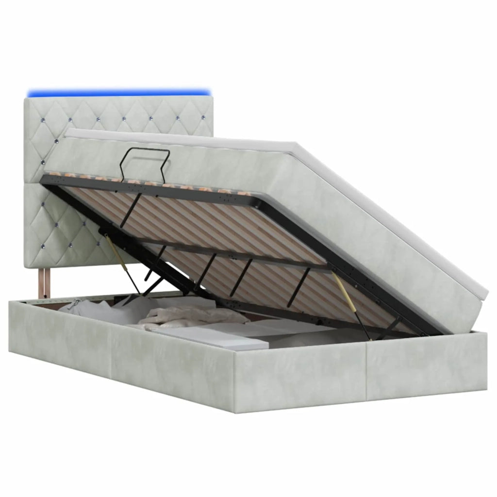 Letto con contenitore LED e materasso Grigio Chiaro 3460062