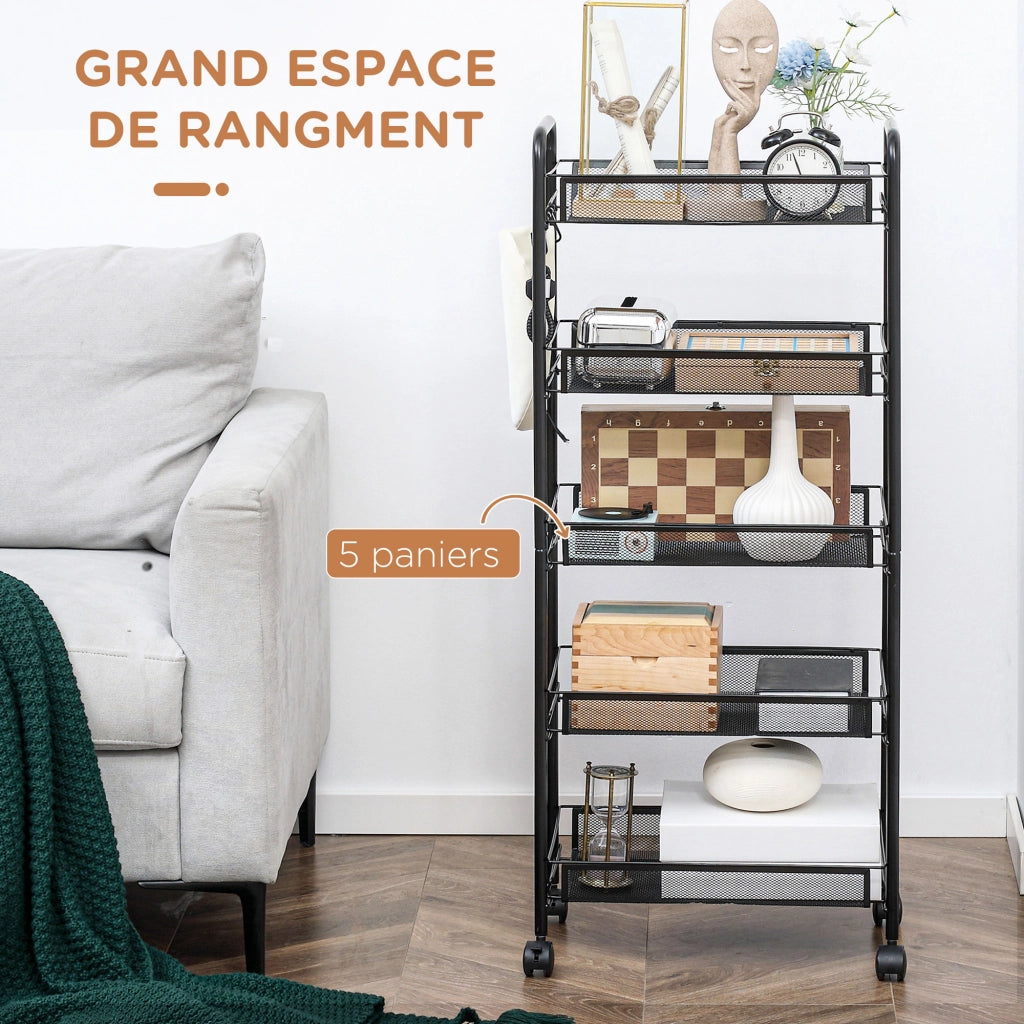 Carrello multiuso con 5 cassetti ¨C Xylo ¨C metallo grigio 45x26.5x106