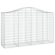Cesto gabbione recinzione a gabbia muro di contenimento ad arco 200 x 50 x 120/140 cm ferro zincato argento 02_0040024