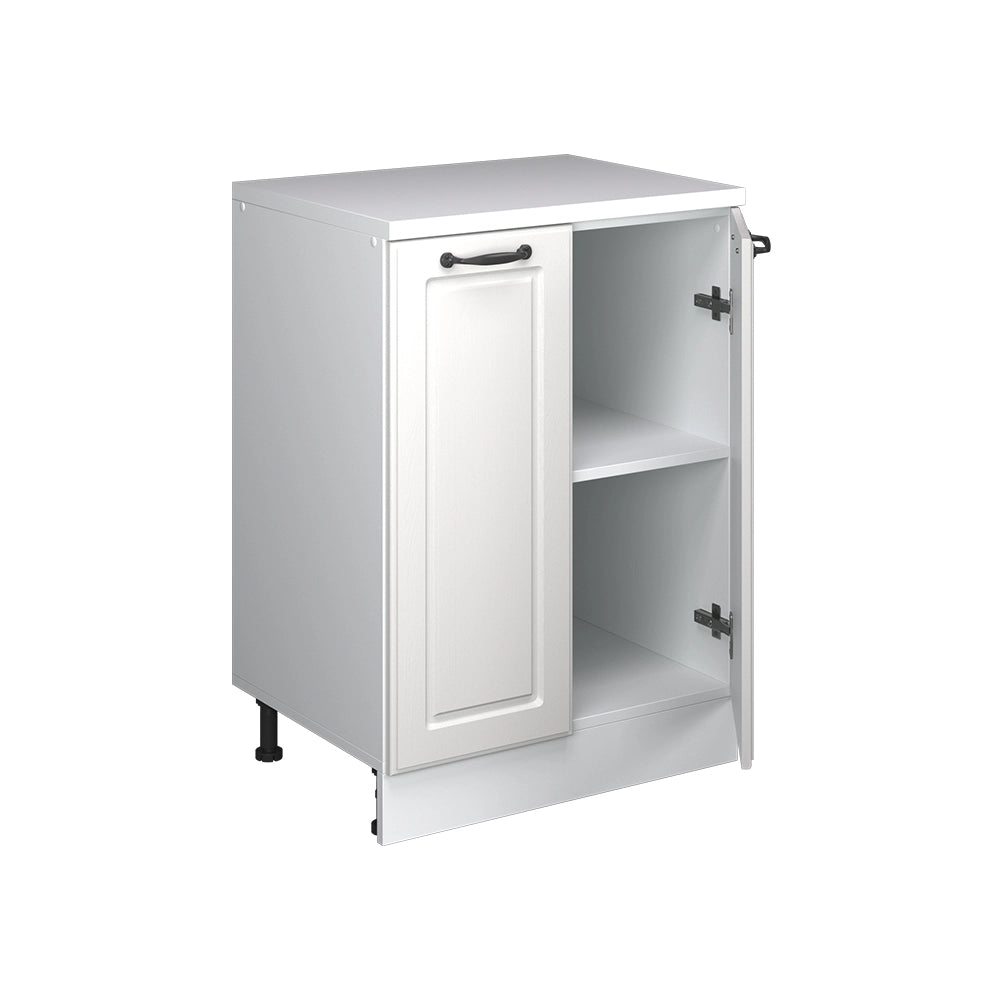 Mobile cucina sottotetto R-Line Bianco rustico/Bianco 60 cm senza inclinazione con 2 ante Vicco