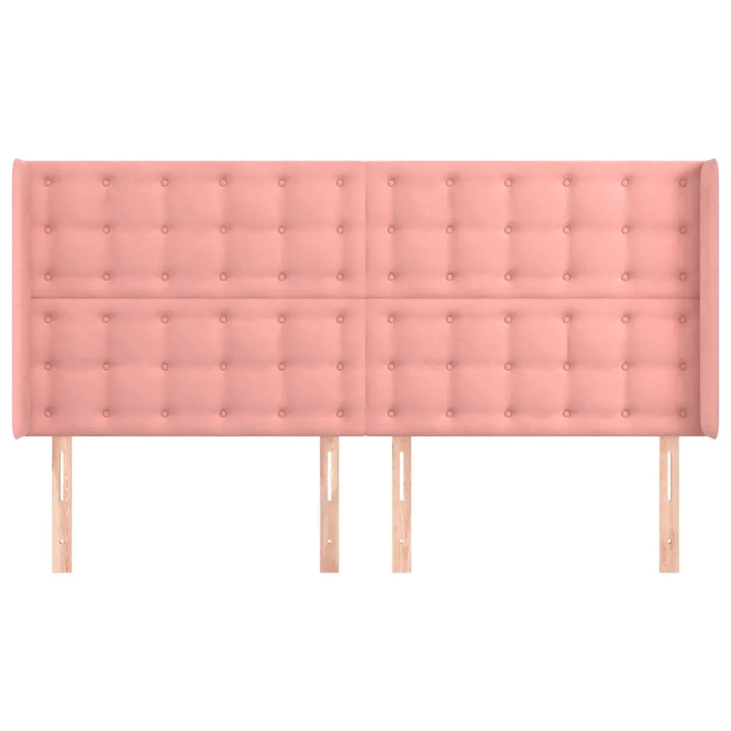 Testiera ad Orecchio Rosa 183x16x118/128 cm in Velluto