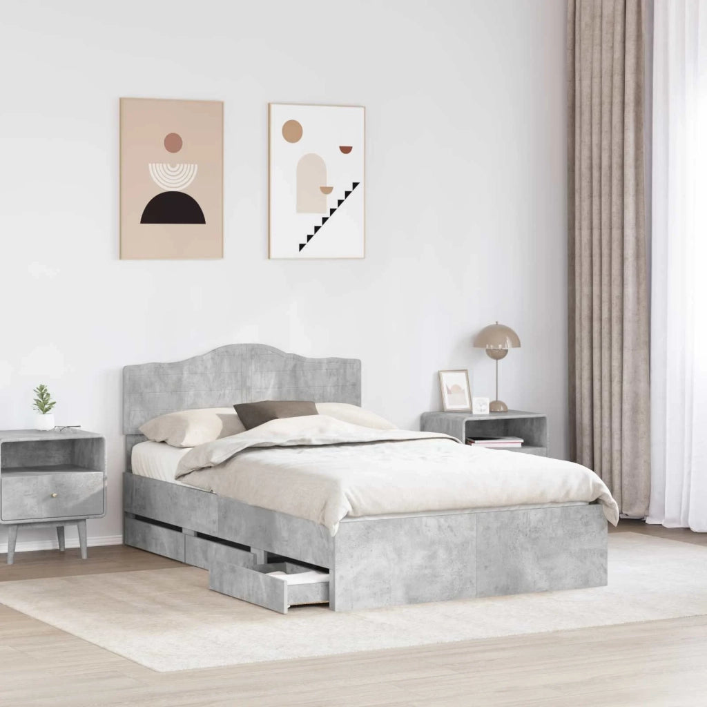 Struttura del letto con cassetto Grigio cemento 135 x 190 cm 3413015