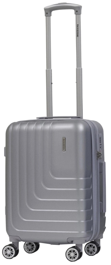 Trolley Valigia Bagaglio a Mano Rigida in ABS 4 Ruote TSA Ravizzoni Titanio Silver