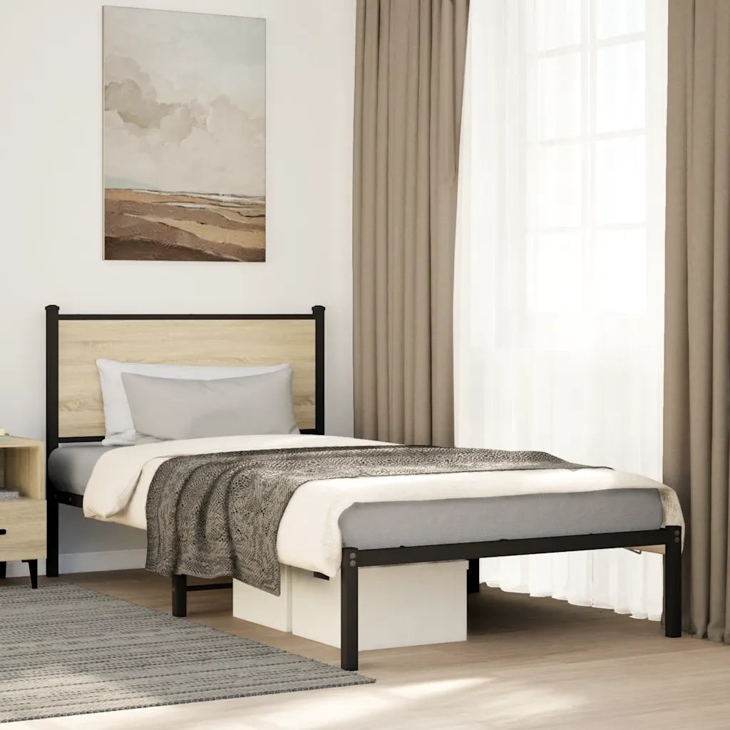 vidaXL Giroletto senza Materaso in Metallo Rovere Sonoma 100x190 cm