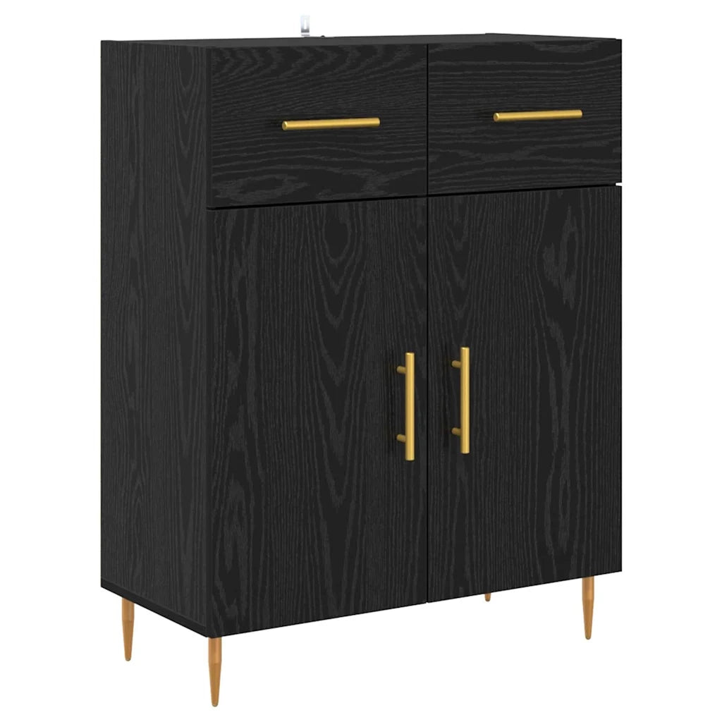 Credenza | Madia | Buffet da pranzo | Armadio da pranzo Rovere Nero 69,5 x 34 x 180 cm Legno multistrato