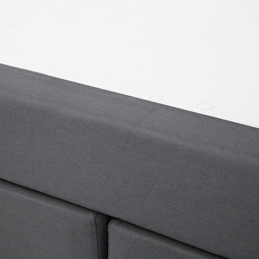 Letto Tessuto Nero Imbottito 160 x 200 cm Struttura Con Testiera Trapuntata E Materasso