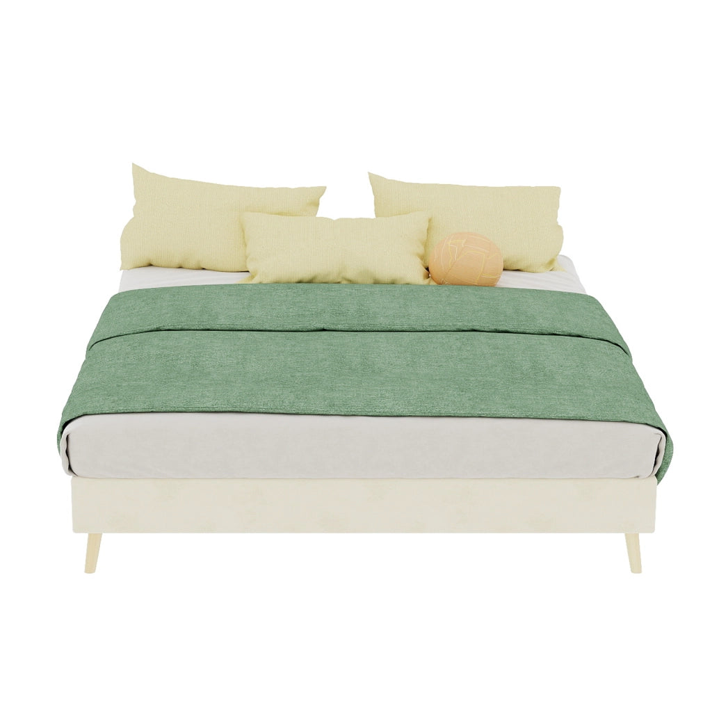 letto tela e metallo beige 140 x 200 cm
