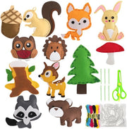 Set di cucito per bambini, figure animali, peluche, cucito per bambini a partire dai 6 anni, cucito di animali, peluche boschi, set di attività manuali, cucito per bambini, arte fai da te, artigianato per peluche di animali.