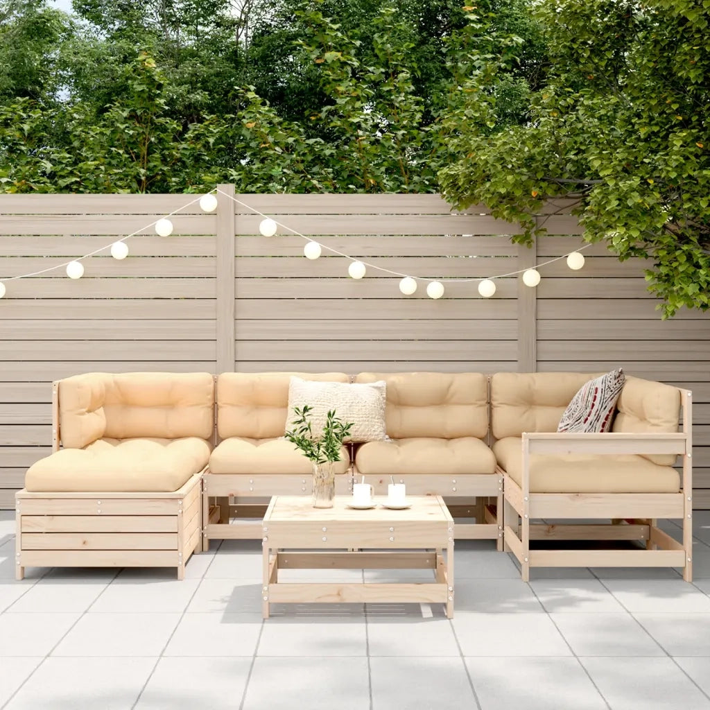 Set Divani da Giardino 7 pz in Legno Massello di Pino