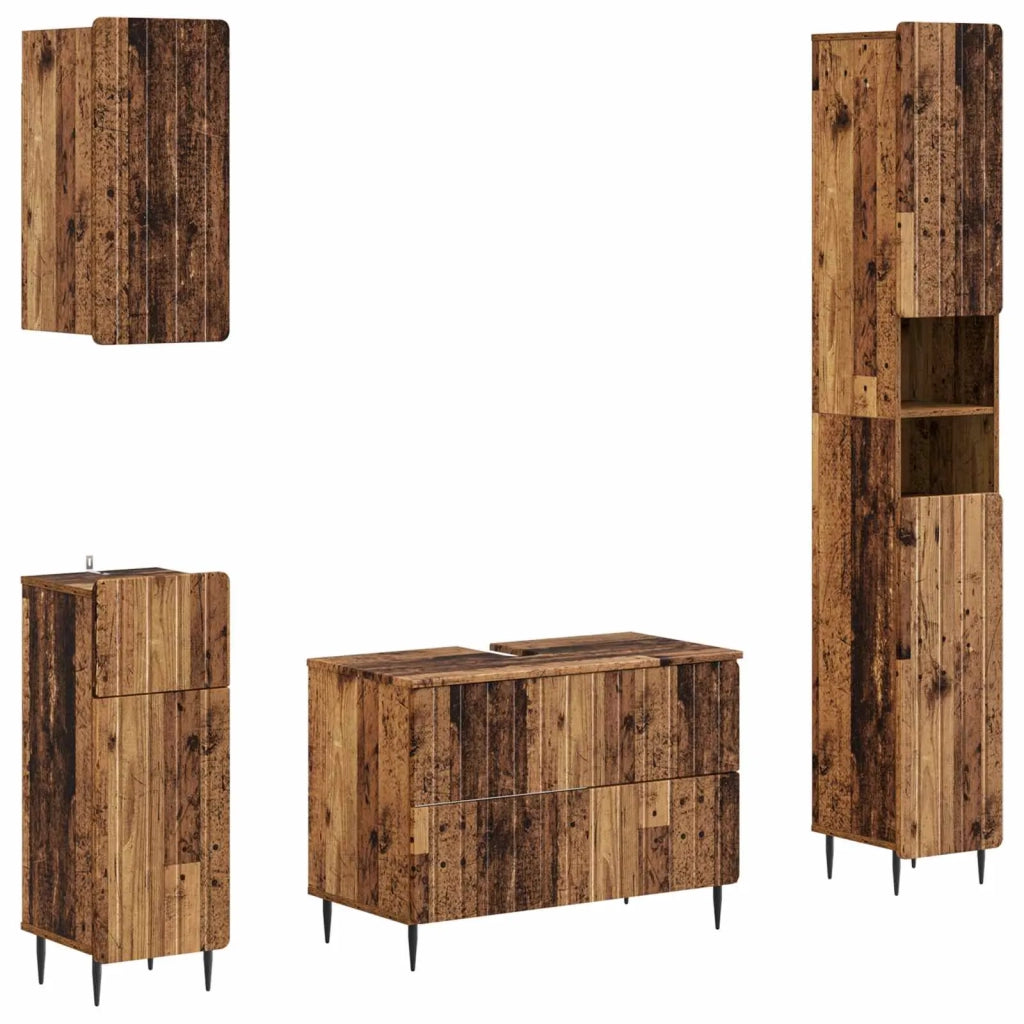 Set di Mobili da Bagno da 4 Pezzi ZWOLLE Legno antico 3417925