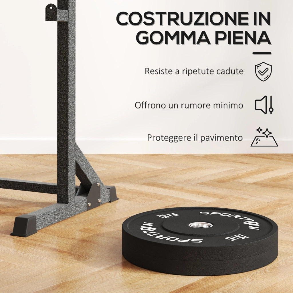 Set 2 Dischi Pesi da 10kg con Foro da 2"/5 cm per Manubri e Bilancieri in Gomma Nero