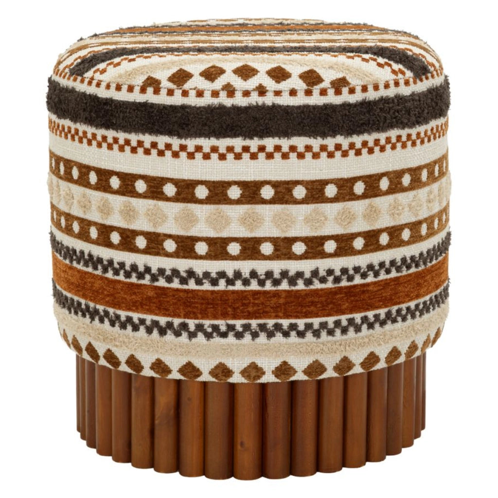 Pouf etnico compatto multicolor in poliestere