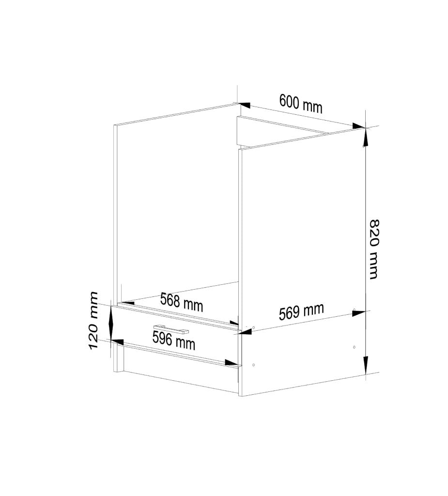 Mobile da cucina per incasso del forno AKORD S60 sistema LIMA Bianco 60 cm 1 anta inserto frontale Sonoma Quercia 60x55x82 cm