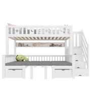 LETTO A CASTELLO multifunzionale 90x200 cm con scrivania, bianco