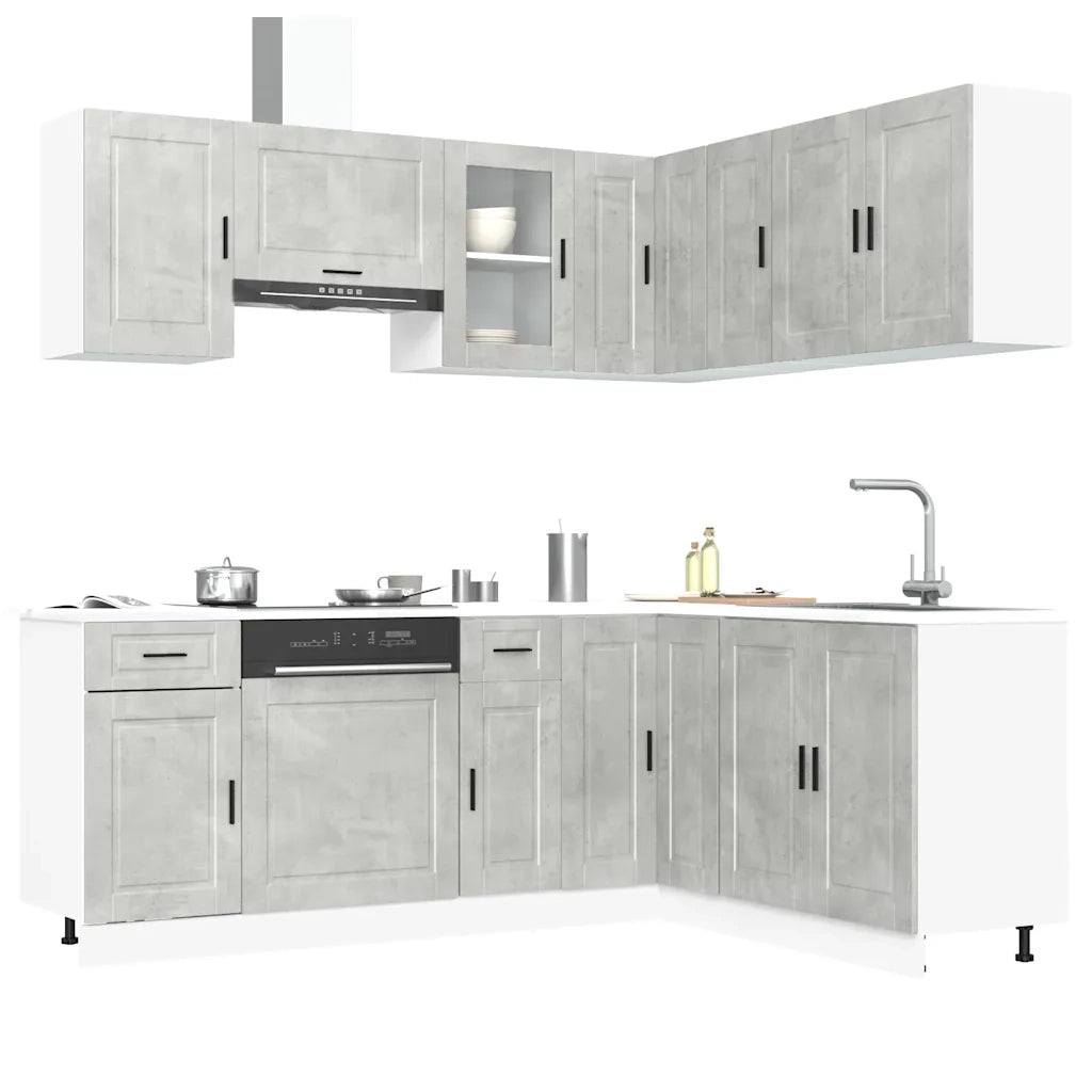 Set Mobili da Cucina 11 pz Porto Grigio Cemento in Truciolato 3314965