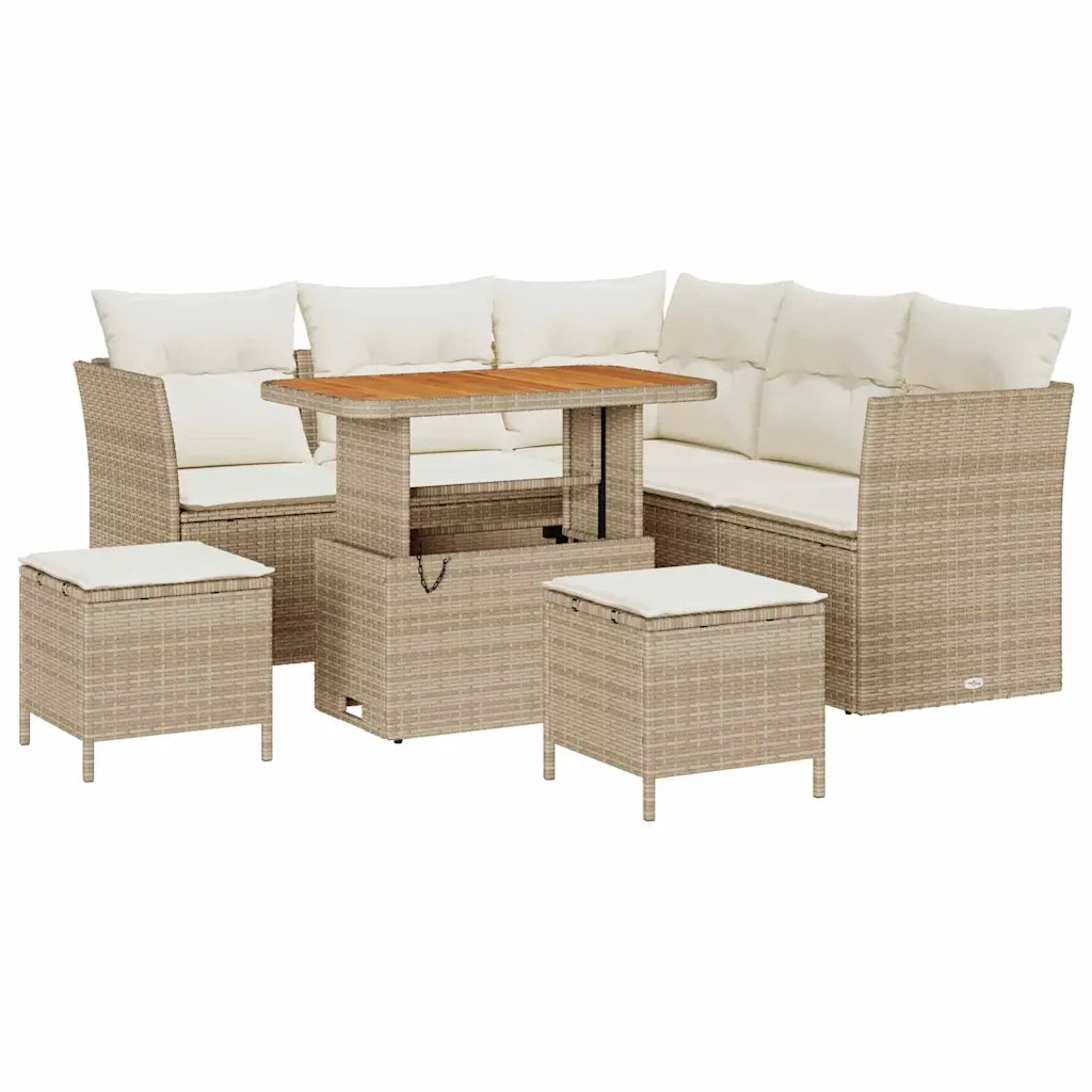 Set Divano da Giardino 8 pcs Beige polyrattan