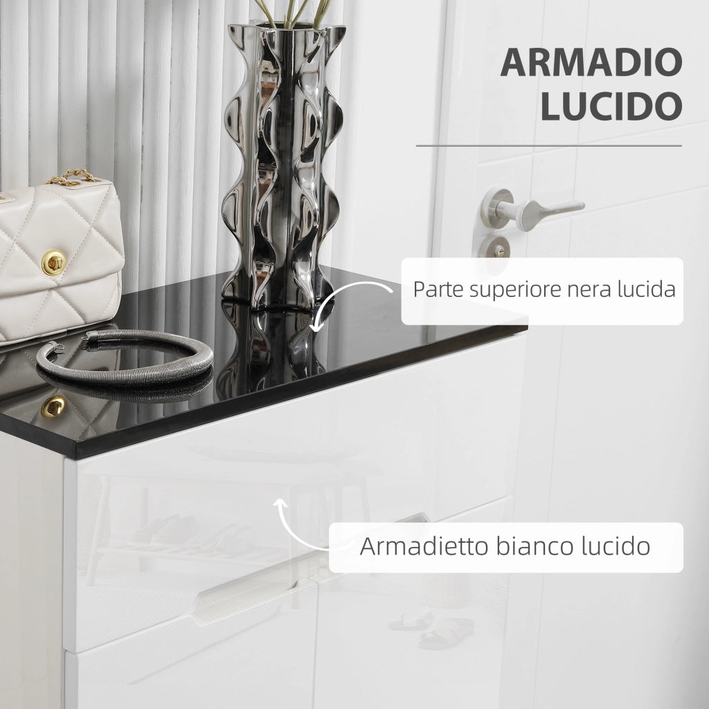 Scarpiera Slim con Cassetto e Ripiani Regolabili ¨C zephmum ¨C Truciolato Bianco 60x32x100 cm