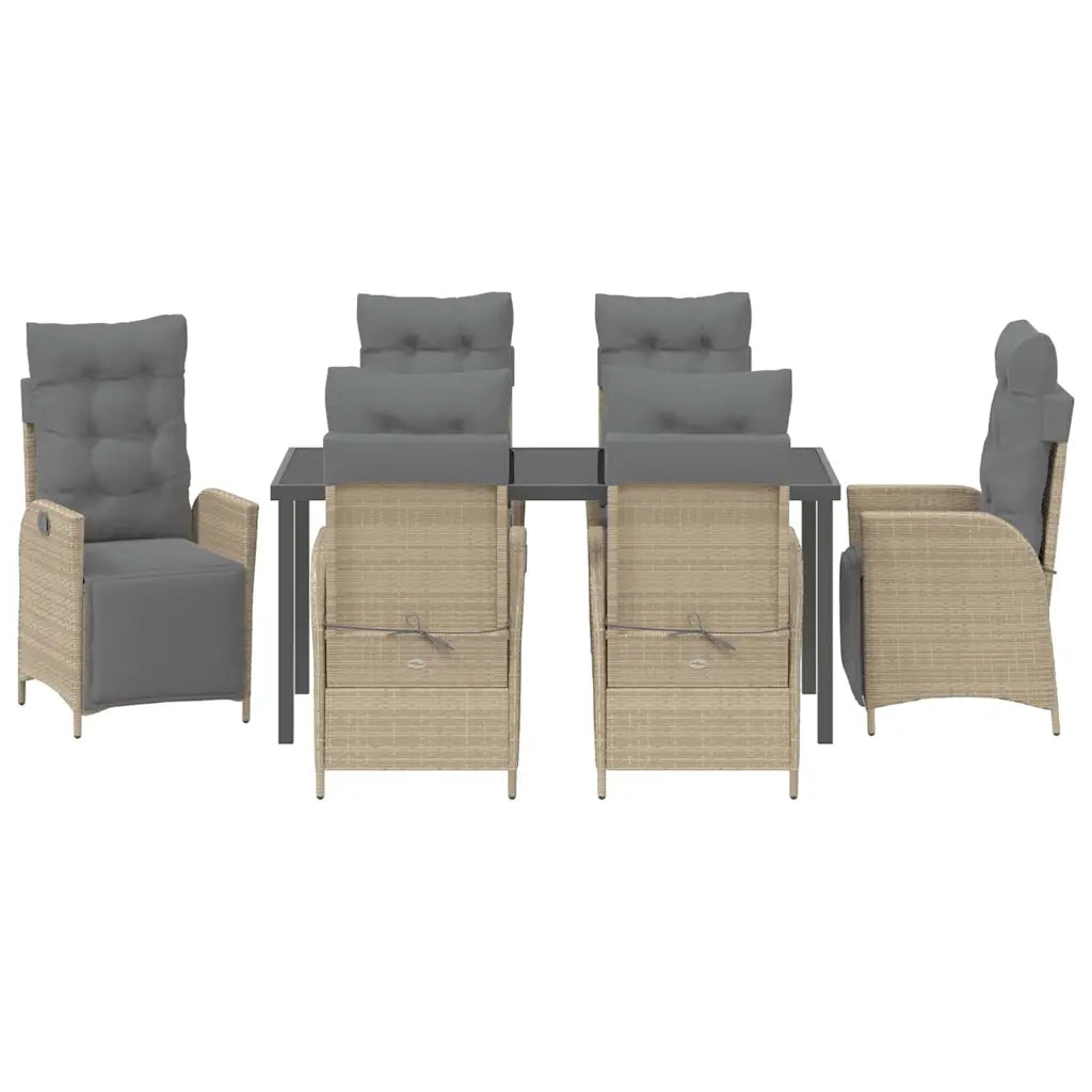 Set da Pranzo per Giardino con cuscino 7 pcs Beige polyrattan 3380565