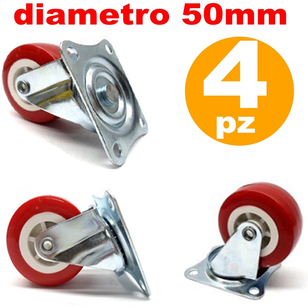 Trade Shop - Ruota Con Piastra Girevole Per Carrello Sedia Diametro 5cm 50 Mm Nucleo Plastica -
