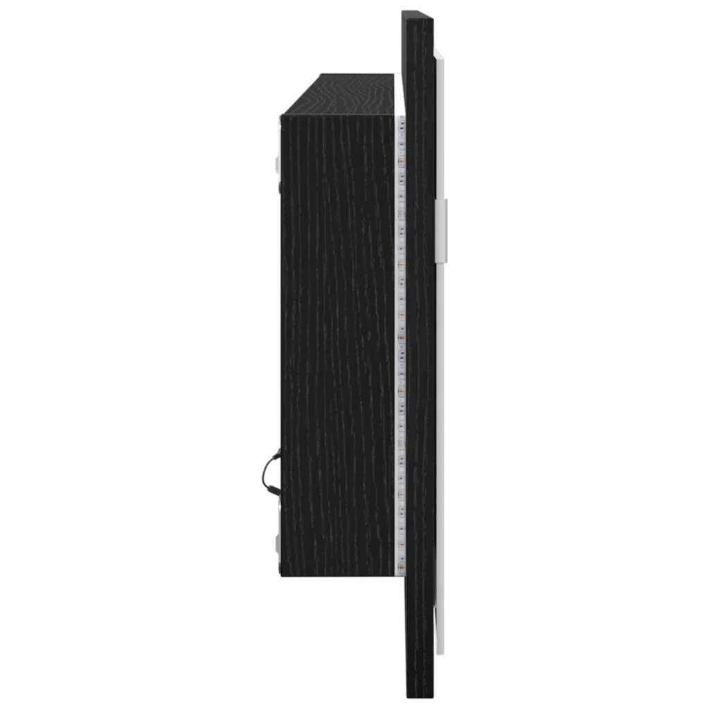Specchio da bagno LED  Nero Rovere 100x8,5x37 cm in legno ingegnerizzato