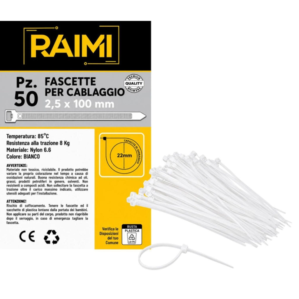 EcoPrice Fascette Cablaggio 2.5x100mm 50pz Nero RM-FC2510N