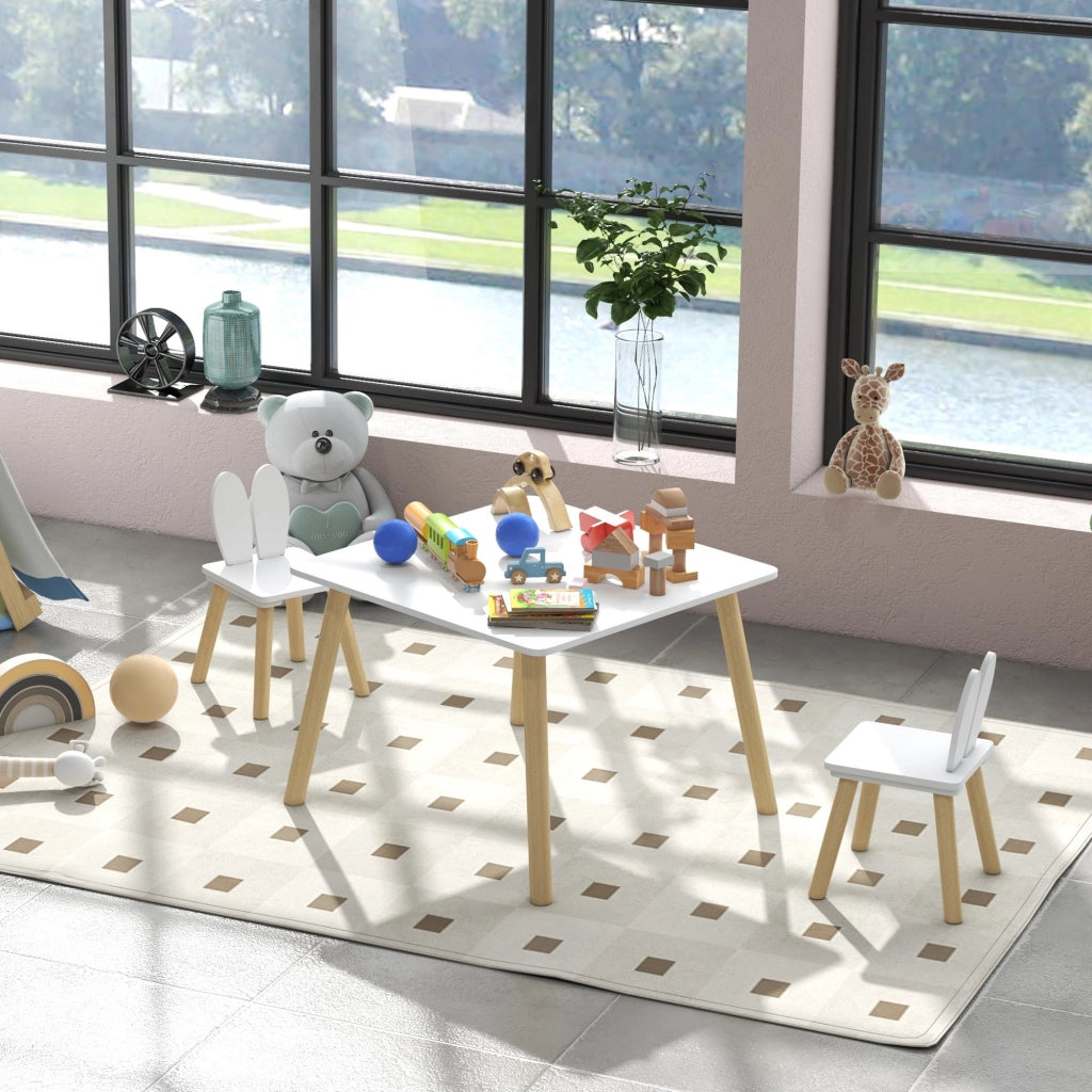 Tavolo da pranzo con 2 sedie bambini ¨C zephmum ¨C design scandinavo legno bianco