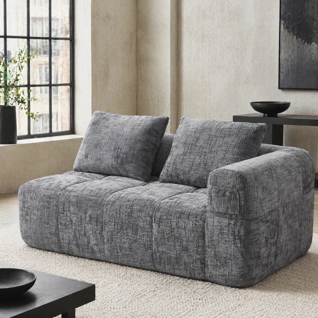 DIVANO Chaise longue 158x90x60 cm Chenille grigio con cuscino incluso