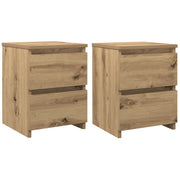 Set di 2 Comodini | Armadio da Notte | Mobiletto da notte Rovere Artigianale 30x30x40cm in Legno Multistrato