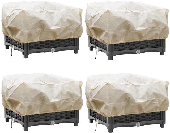 Vorpioggia invernale per vasi, protezione invernale per piante di balcone, protezione invernale per piante in vaso, coperture per vasi con cordino per proteggere fiori in vasi - beige, 4 pezzi