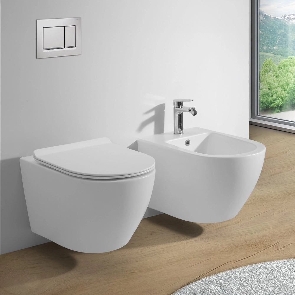 Wc sospeso rimless in ceramica bianco opaco Tokyo