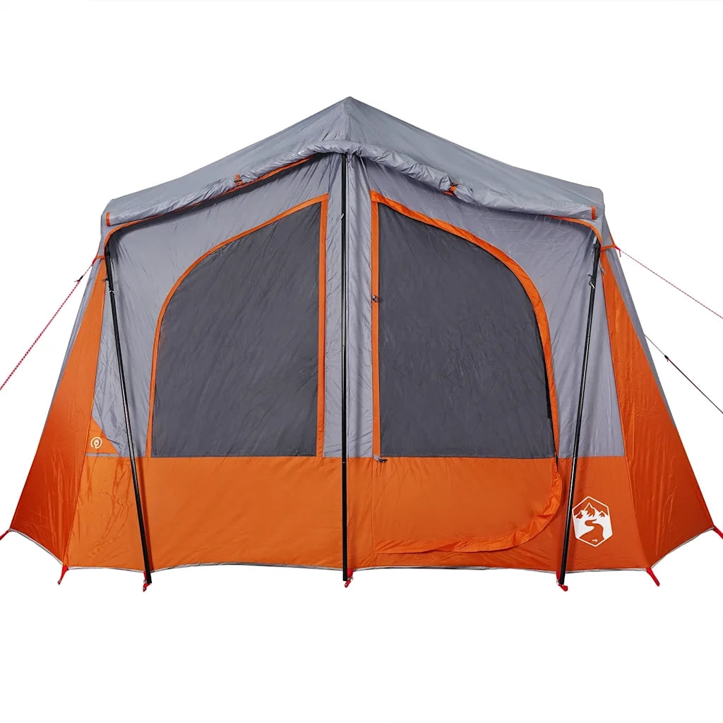 Tenda Campeggio Cabina 5 Persone-Tenda per Escursionismo Grigio Arancione Impermeabile
