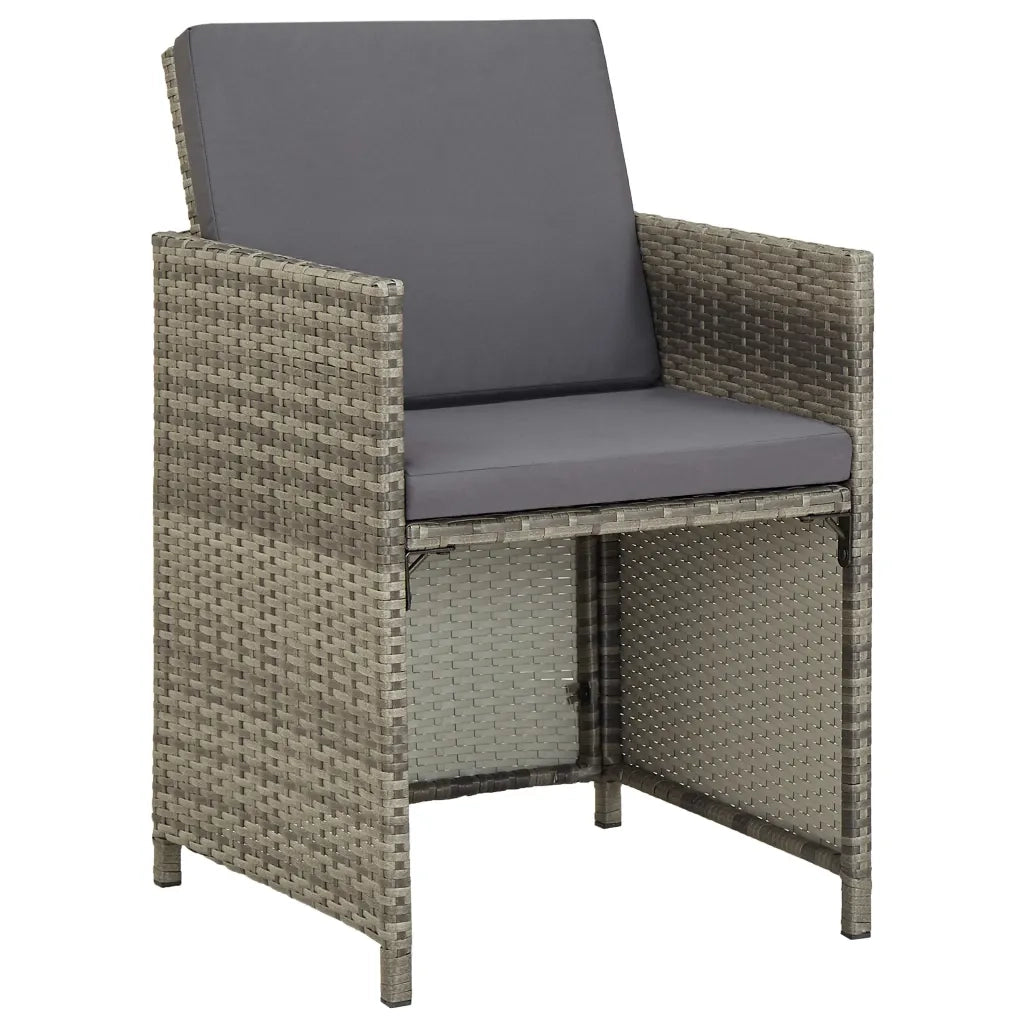 Set da Pranzo per Giardino 3 pz | Set Salotto da Giardino con Cuscini Grigio