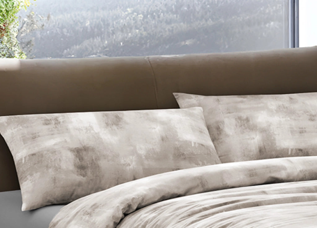 Copripiumino Sacco Piumone 100% Cotone Made In Italy Disegno Nebula - Singolo - Beige